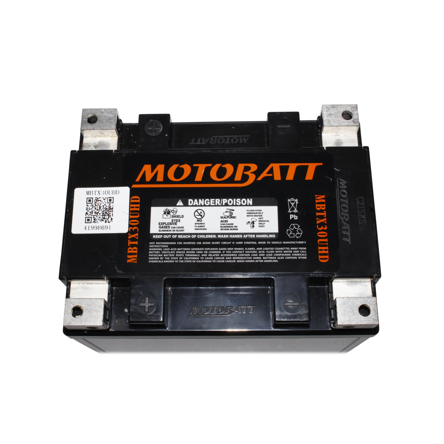 Motobatt MBTX30UHD 12V 33Ah AGM Powersport Battery with 450 CCA