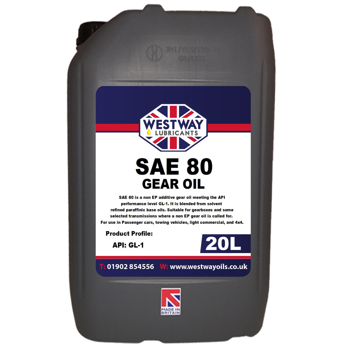 SAE 80 Gear Oil GL-1 Non-Detergent, Yellow Metal Safe