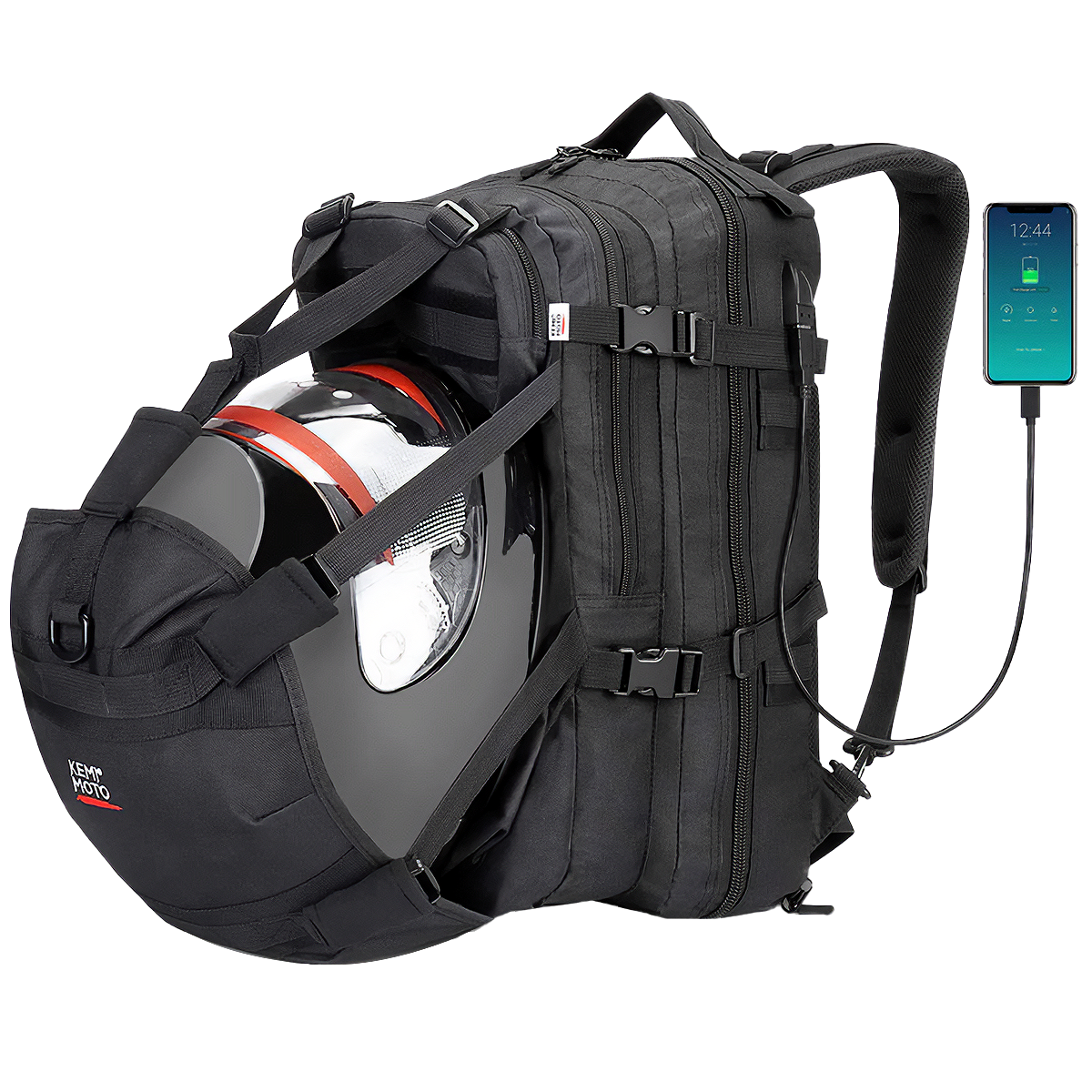 Kemimoto Helmet Tactical Bag with USB Suitable for AGV, HJC, Shark, SH – 4Drive