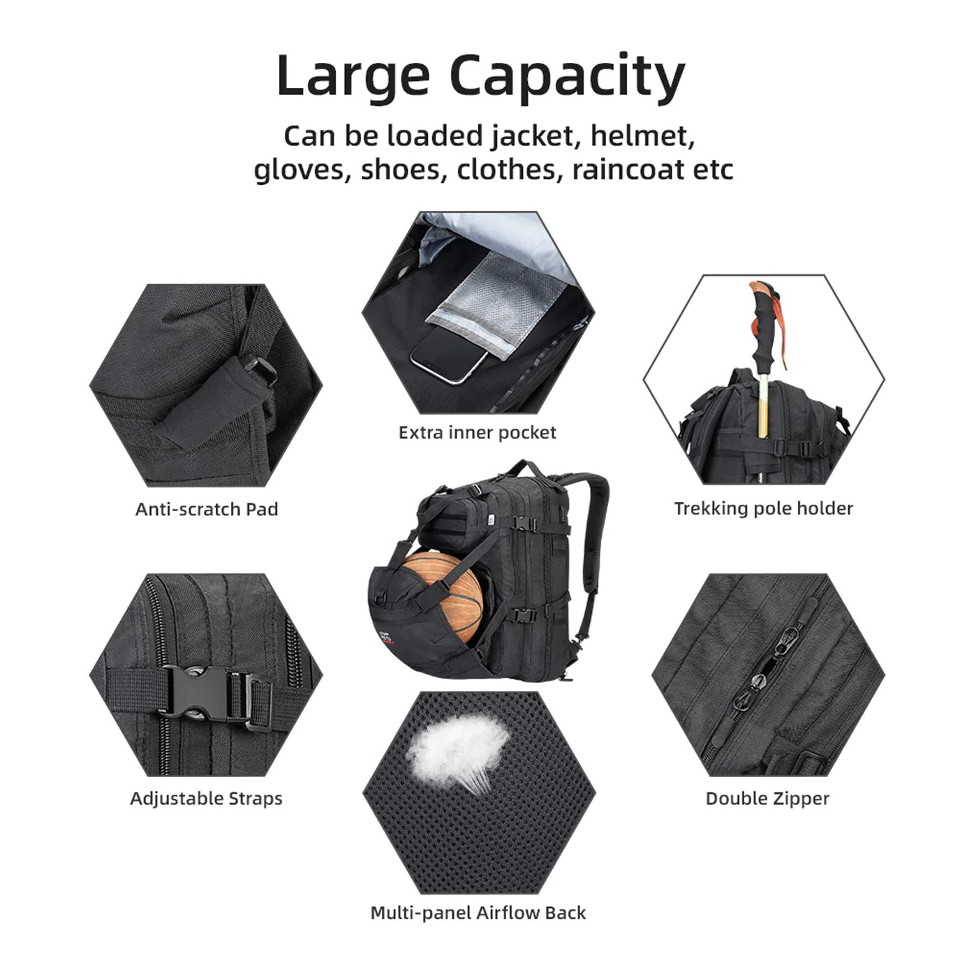 Kemimoto Tactical Motorcycle Helmet Backpack with USB Charging Port and Rain Cover