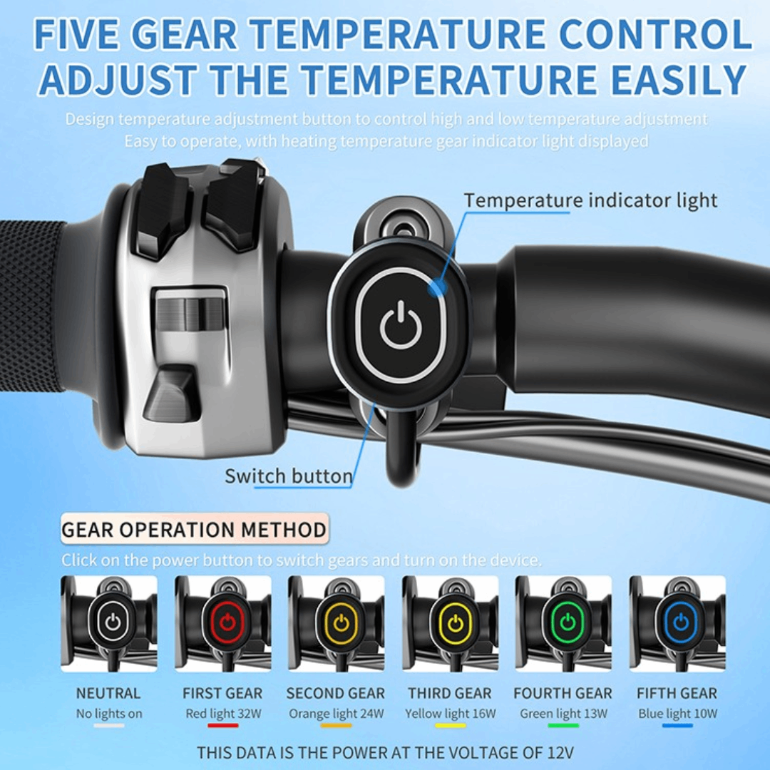Hyper Universal Heated Motorcycle Grips 22mm with 5 Heat Levels