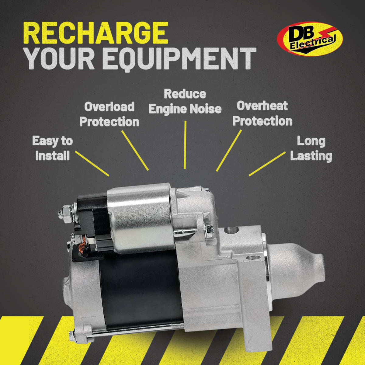 Starter motor for John Deere Gator TX and Kawasaki Mule KAF400 600 610, 12V 9-tooth