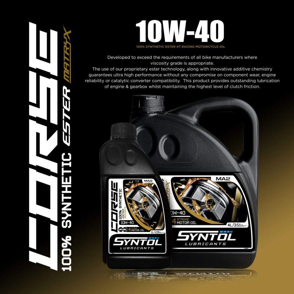 Syntol Corse 10W-40 Fully Synthetic Engine Oil 60L Drum Motorcycle JASO MA2 SN