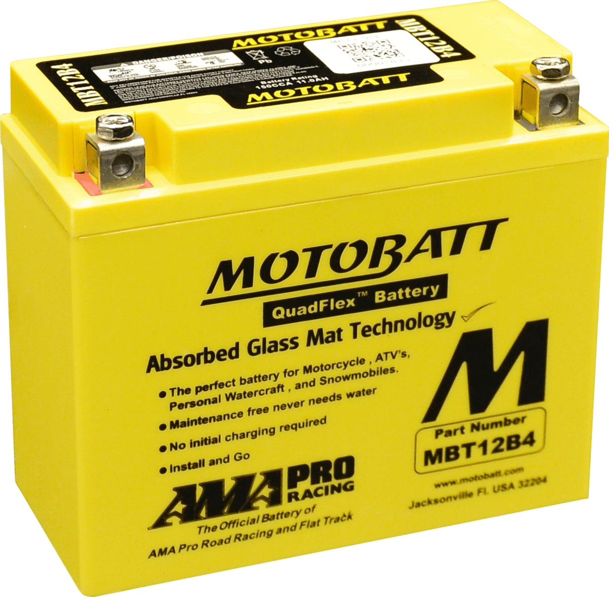 Motobatt MBT12B4 12V 11Ah AGM Motorcycle Battery