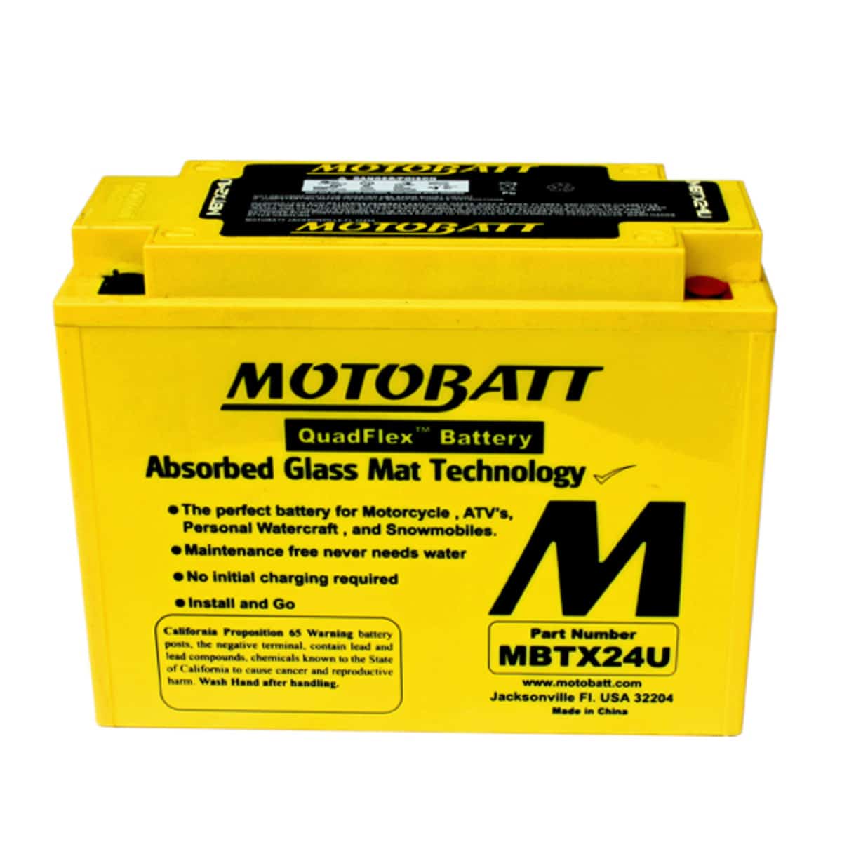 Motobatt MBTX24U 12V AGM Powersports Battery 25Ah 350 CCA