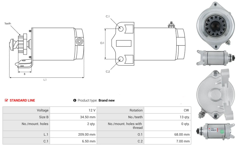 Starter Motor For Yamaha XV1100 / XVS1100 | 5EL-81890-00-00