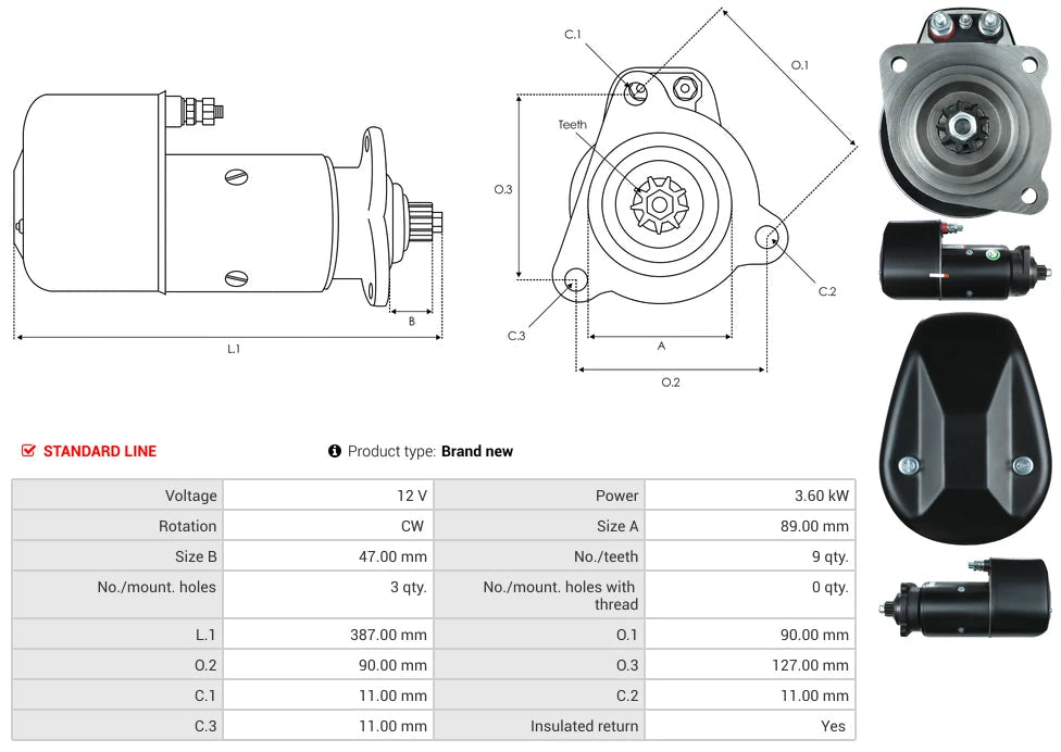 Starter Motor For Volvo Penta