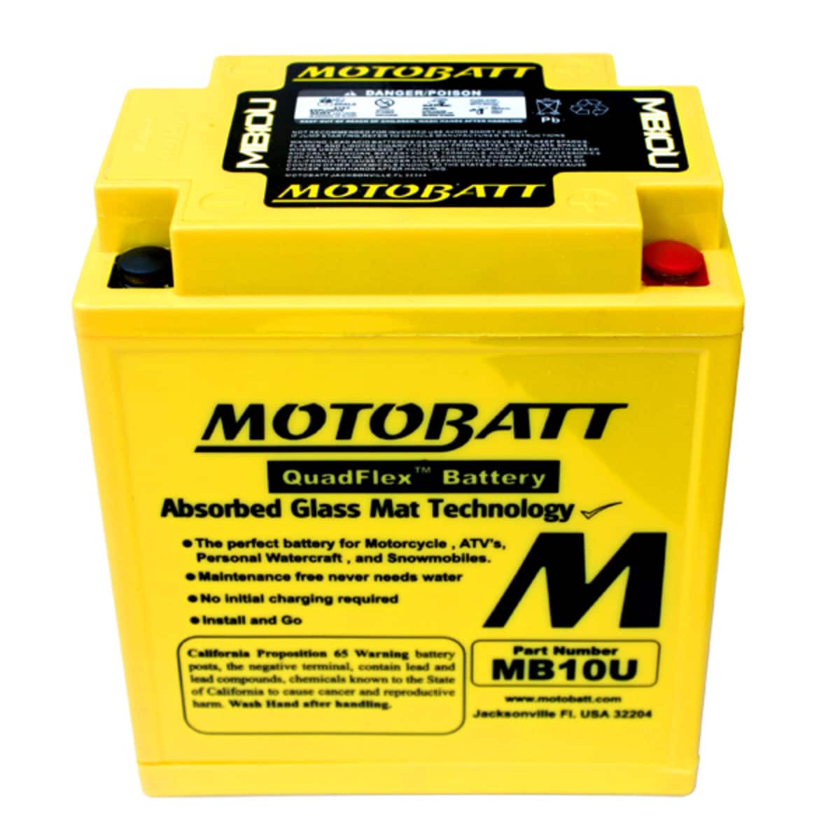Motobatt MB10U 12V 14.5AH AGM Motorcycle Battery with 175 CCA