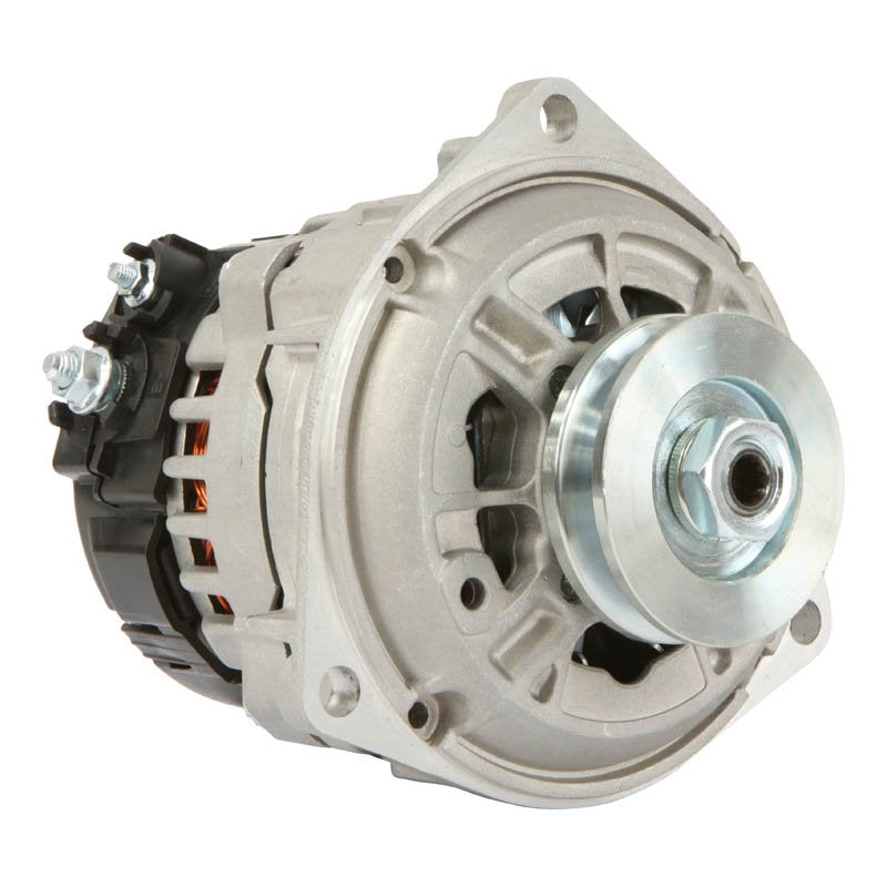 Close-up of a BMW motorcycle alternator for R850 and R1150 models showing metal housing and copper wiring