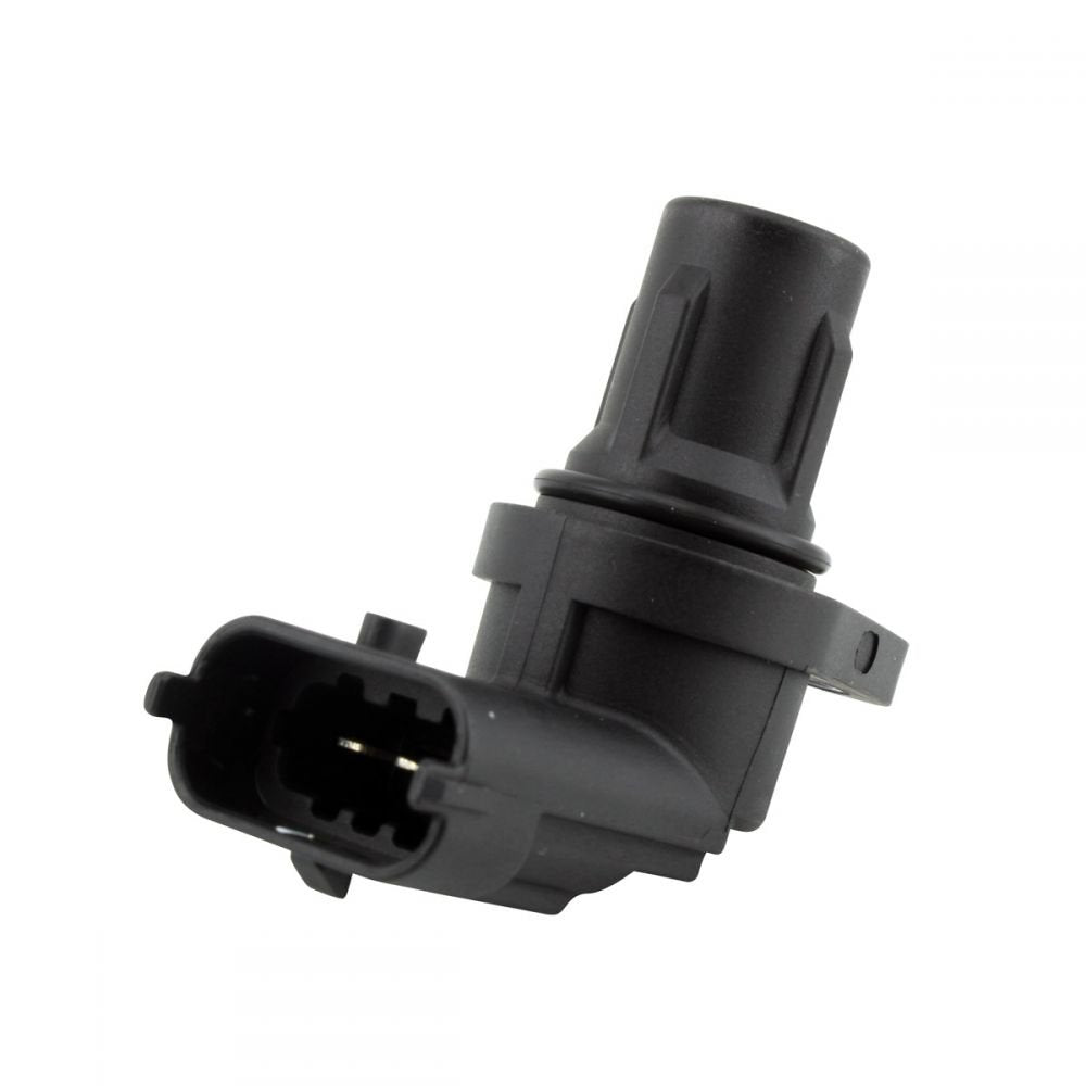 Close-up of black camshaft position sensor for Polaris Ranger and RZR models on white background