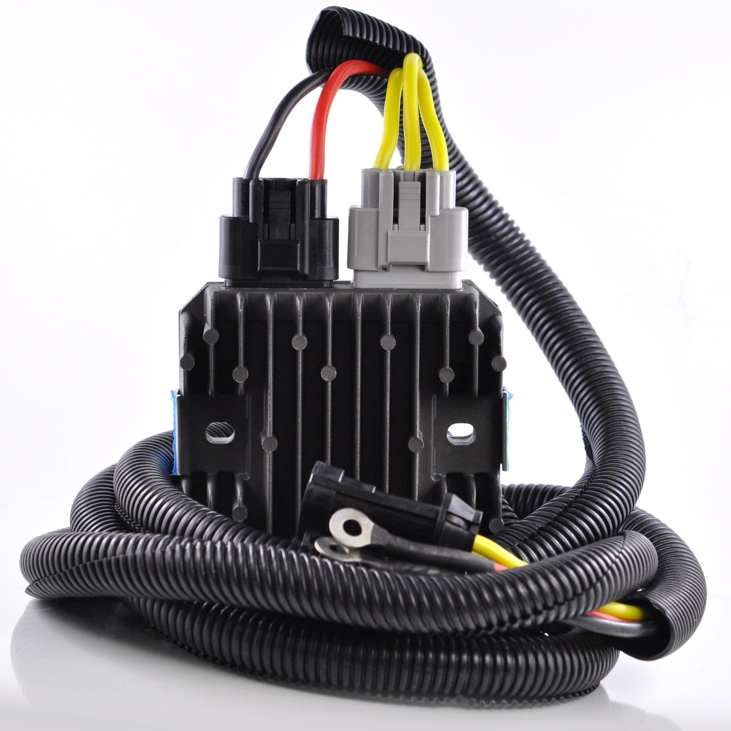 Heavy duty MOSFET voltage regulator with wiring harness and connectors for Polaris RZR and Sportsman