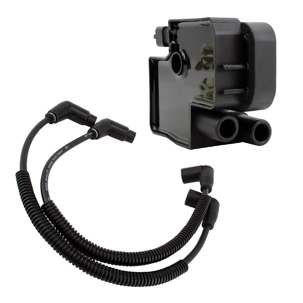 black ignition coil and spark plug caps kit with high-quality cables for Can-Am Ski-Doo vehicles