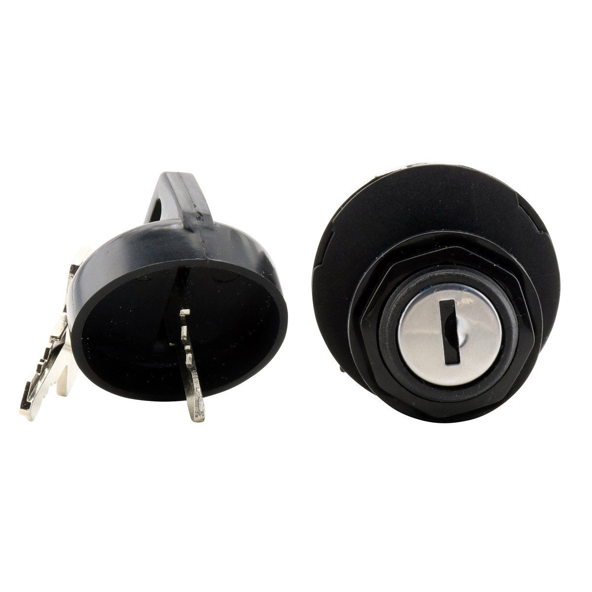 Black ignition key switch with silver lock and two metal keys for Can-Am, Sea-Doo, Outlander, Challenger