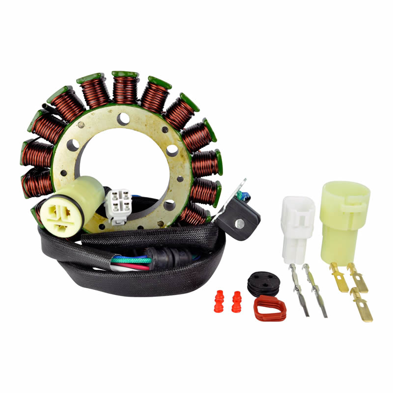 Motor stator coil with wiring harness and connectors for electrical component repair