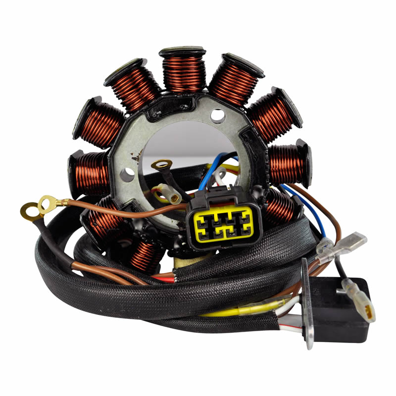 copper coil stator with wires and electrical connectors for motorcycle or small engine