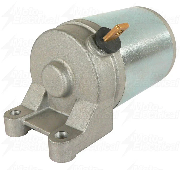 Compact silver automotive electric fuel pump with mounting holes and electrical connector