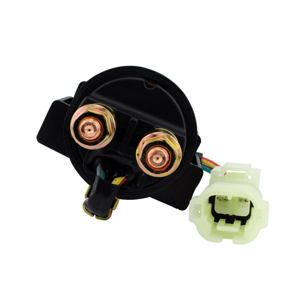 Black solenoid with copper terminals and white connector plug for Honda TRX 250 Recon ATV parts