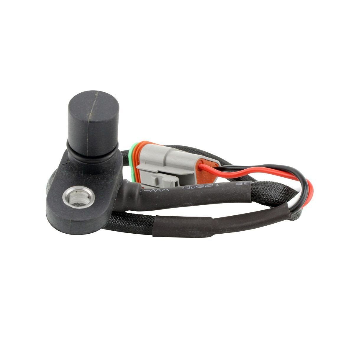 Black Can-Am speed sensor with gray connector and red and black wires for ATVs and side-by-sides