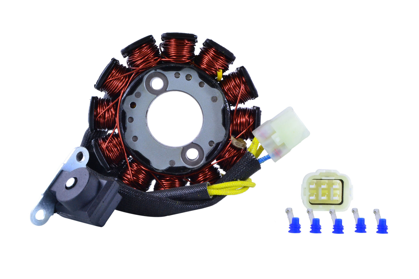 Polaris RZR 170 stator coil assembly with wiring harness and electrical connector pins