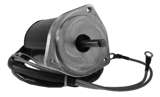 Electric motor with metal mounting plate and attached wires isolated on white background