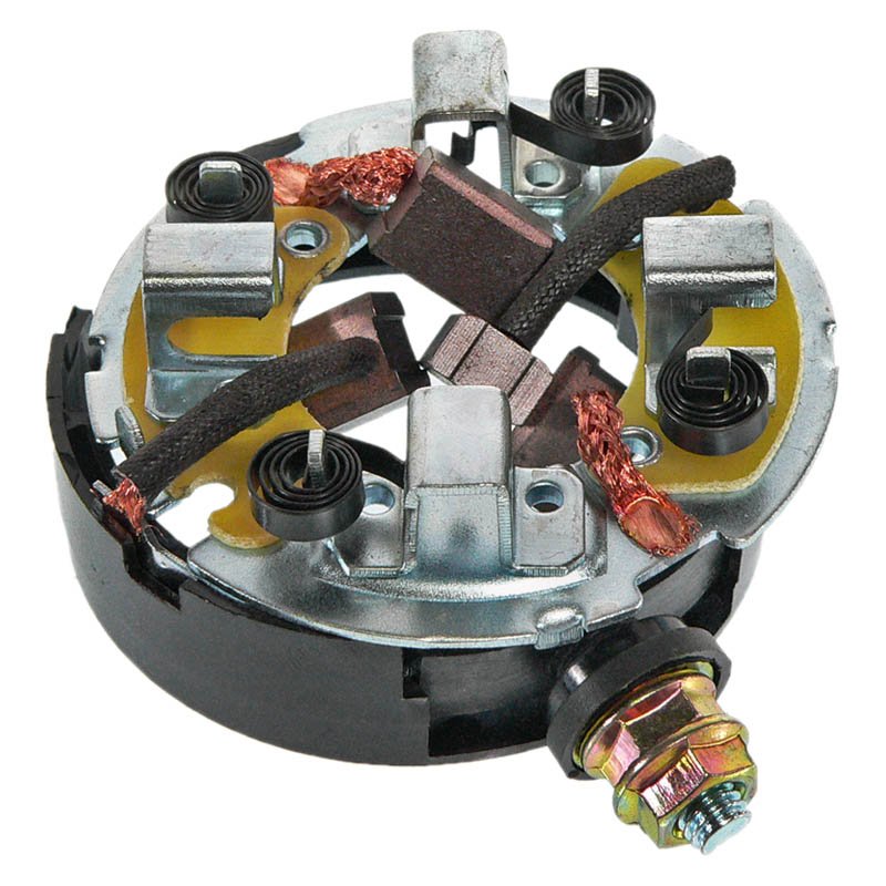 Yamaha ATV brush holder with metal springs, copper wires, and mounting bolt for motor repair