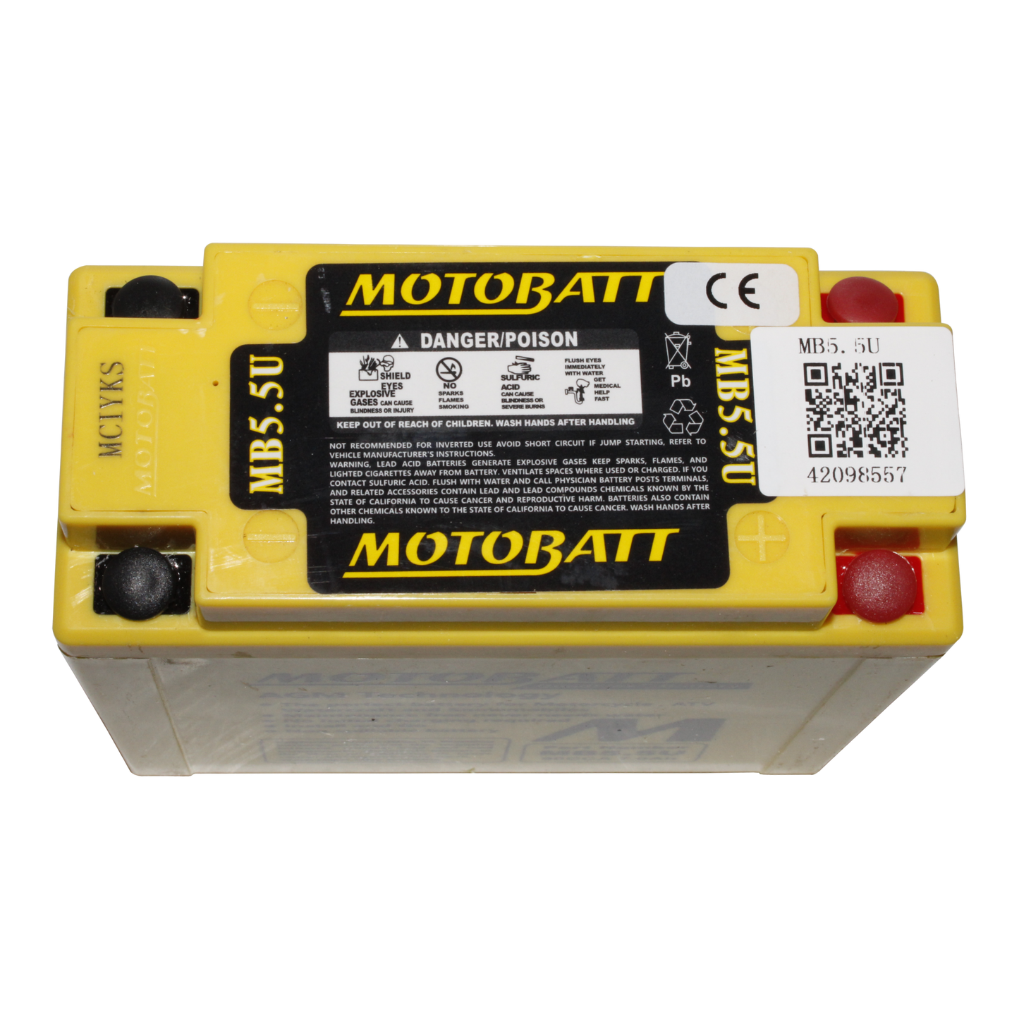 Motobatt MB5.5U 12V 7Ah AGM Battery Compatible with Kawasaki, Yamaha and More