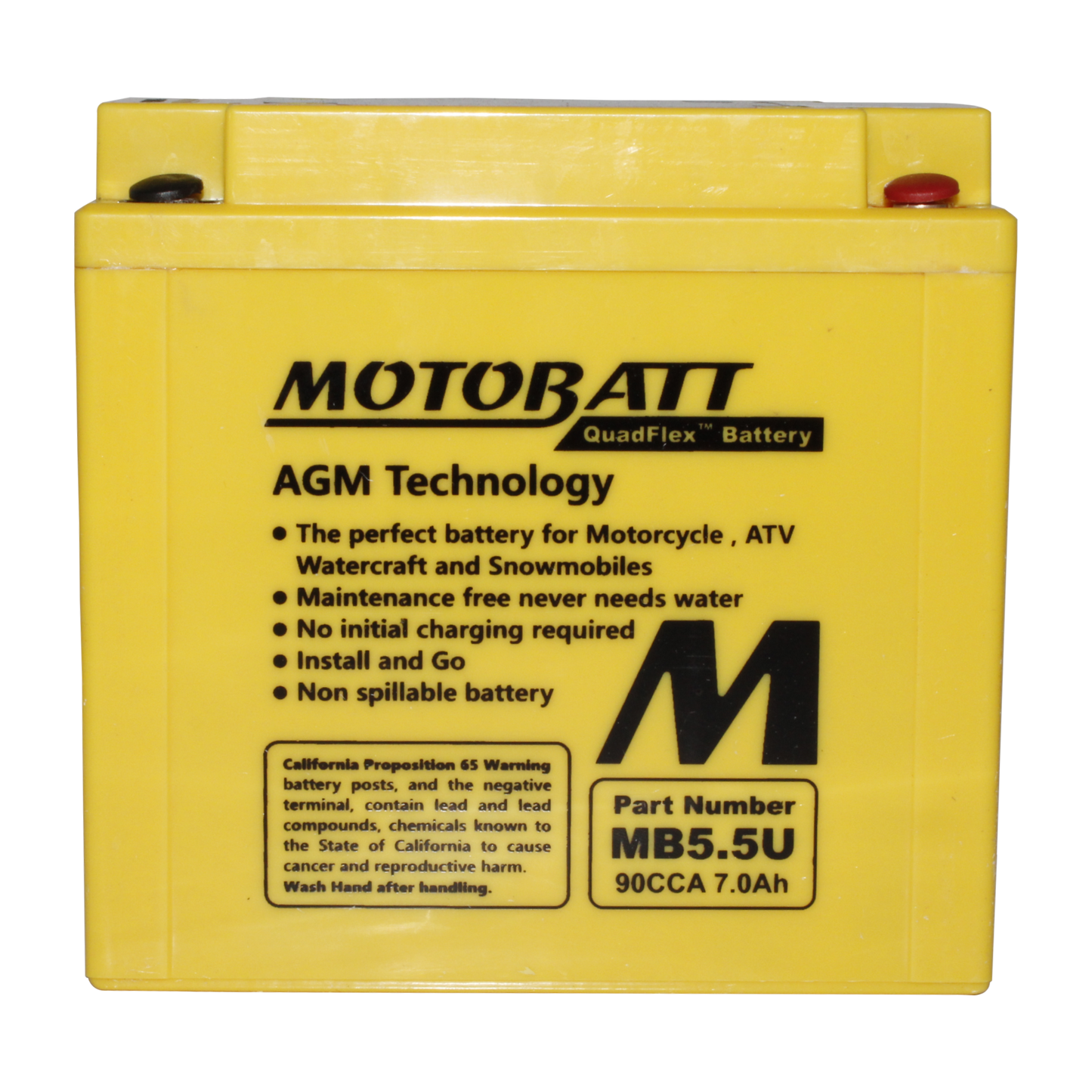 Motobatt MB5.5U 12V 7Ah AGM Battery Compatible with Kawasaki, Yamaha and More