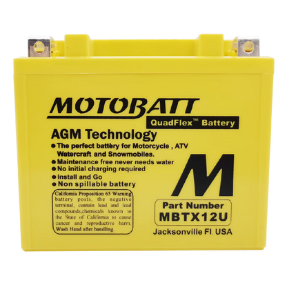 Motobatt MBTX12U 12V 15Ah AGM Motorcycle Battery