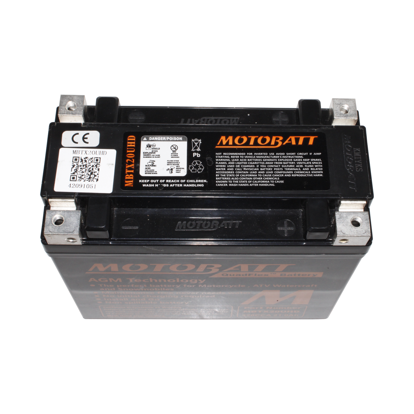 MotoBatt MBTX20UHD 12V 21Ah AGM Motorcycle Battery