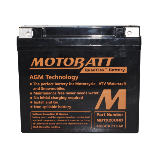 MotoBatt MBTX20UHD 12V 21Ah AGM Motorcycle Battery
