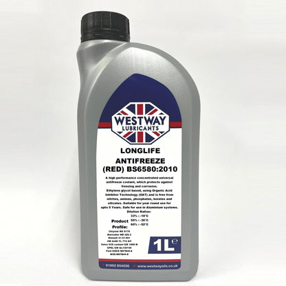 Longlife Red Antifreeze Concentrate BS6580:2010 - 5 Year Protection