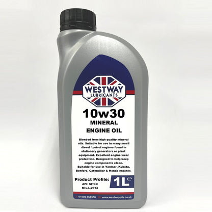 10W30 Mineral Stationary and Generator Oil for Yanmar, Kubota, and More API SF