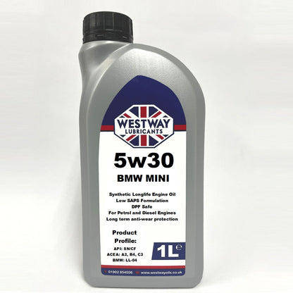 BMW Mini 5W30 Synthetic Engine Oil LL-04 - British Made - DPF Safe