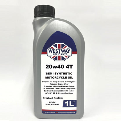 20W40 4T Semi Synthetic Motorcycle Oil 4-Stroke Engine Lubricant API SN JASO MA2