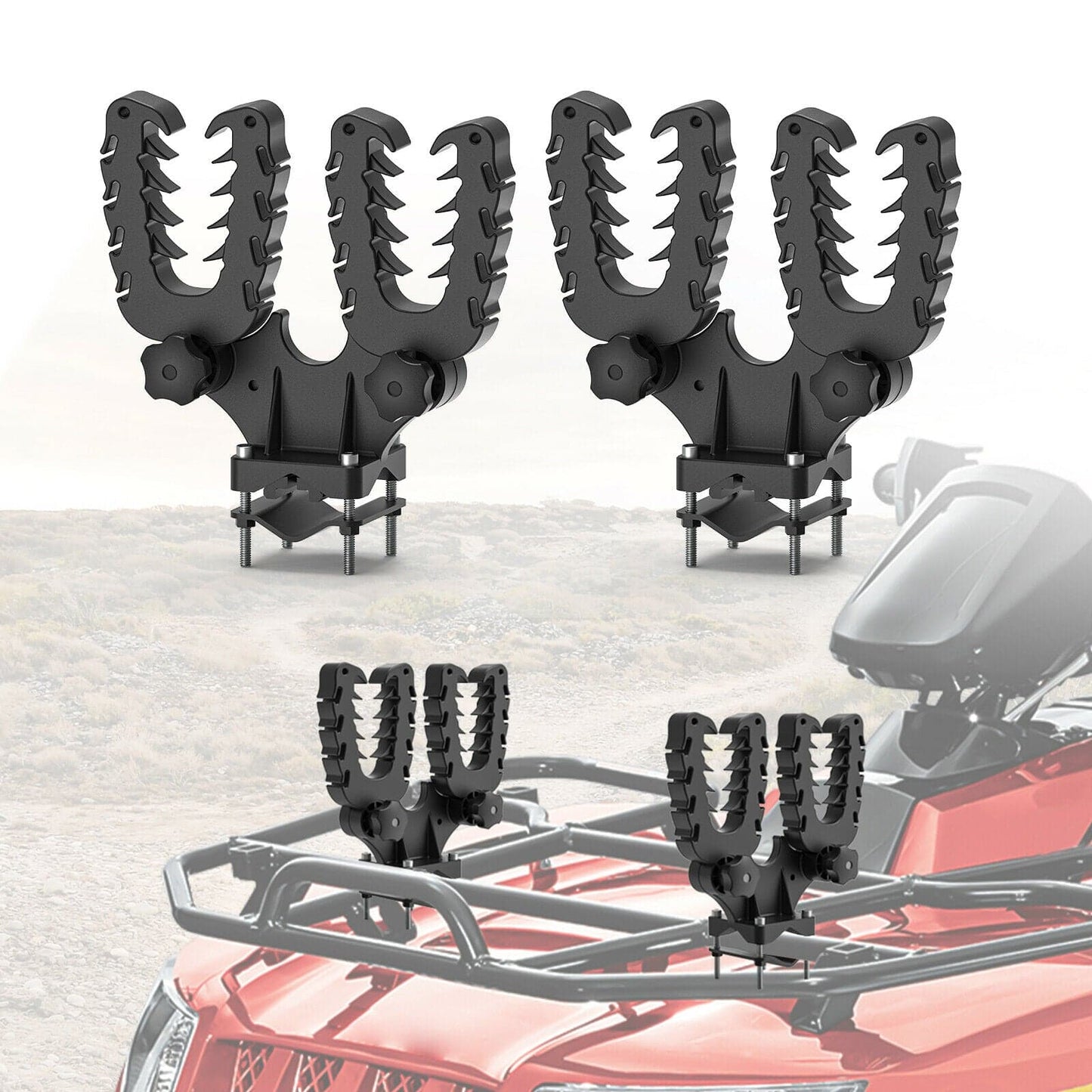 Graspur Double Gun Rack for ATVs - Durable Rubber Coated Mount