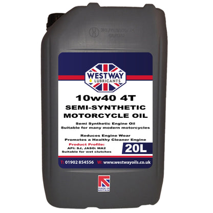 10W40 Semi Synthetic 4T Motorcycle Oil JASO MA2 API SN 4-Stroke Engine Lubricant