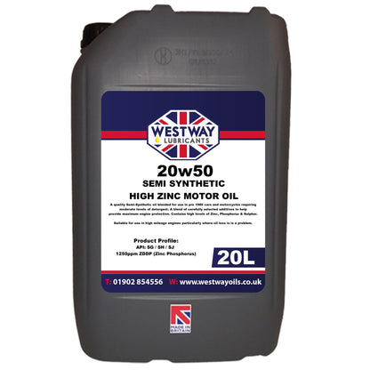 20W50 Mineral Classic Motor Oil High ZDDP High Zinc Flat Tappet Protection