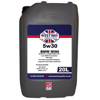 BMW Mini 5W30 Synthetic Engine Oil LL-04 - British Made - DPF Safe