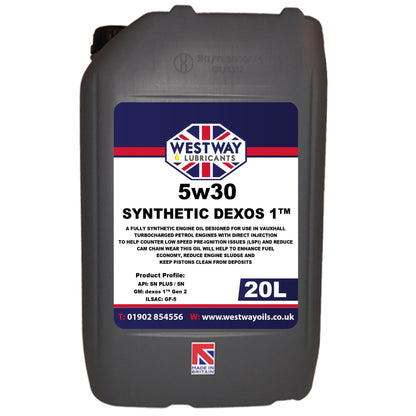5W30 Dexos 1 Gen 2 Fully Synthetic Engine Oil for Vauxhall, Fiat, Peugeot, Citroen