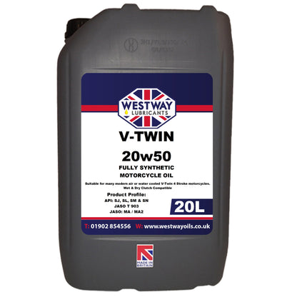 20W50 4T Fully Synthetic V-Twin Motorcycle Oil JASO MA2 API SN