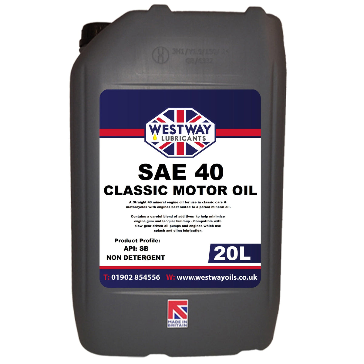 SAE 40 Engine Oil Classic Non Detergent Mineral Oil API SB