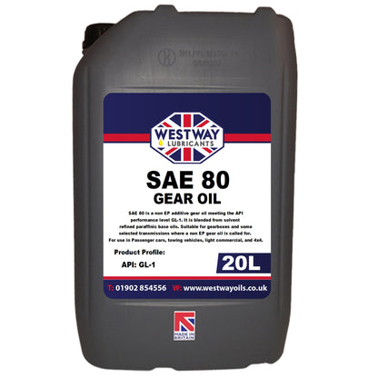 SAE 80 Gear Oil GL-1 Non-Detergent, Yellow Metal Safe