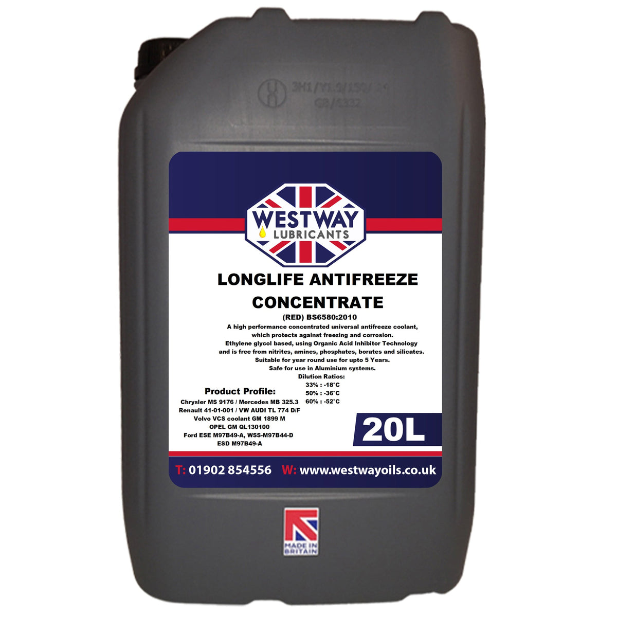 Longlife Red Antifreeze Concentrate BS6580:2010 - 5 Year Protection