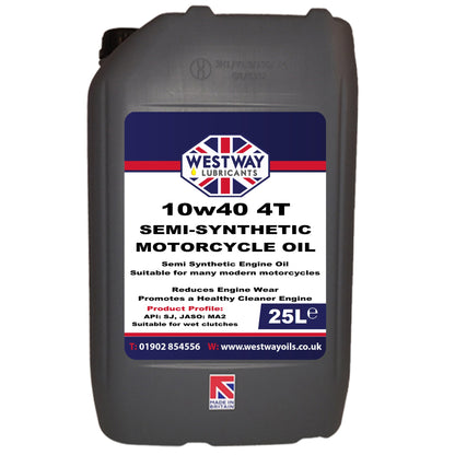 10W40 Semi Synthetic 4T Motorcycle Oil JASO MA2 API SN 4-Stroke Engine Lubricant