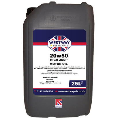 20W50 High Zinc Mineral Motor Oil with ZDDP for Classic Engines