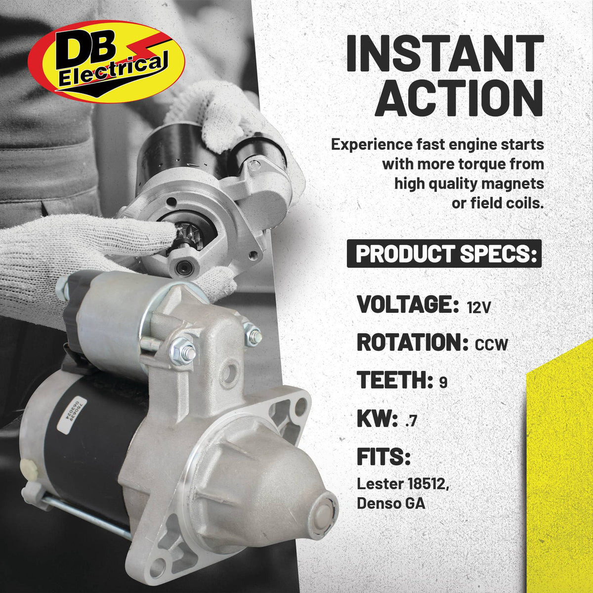 Starter motor for John Deere Gator XUV 625i and Kawasaki Mule