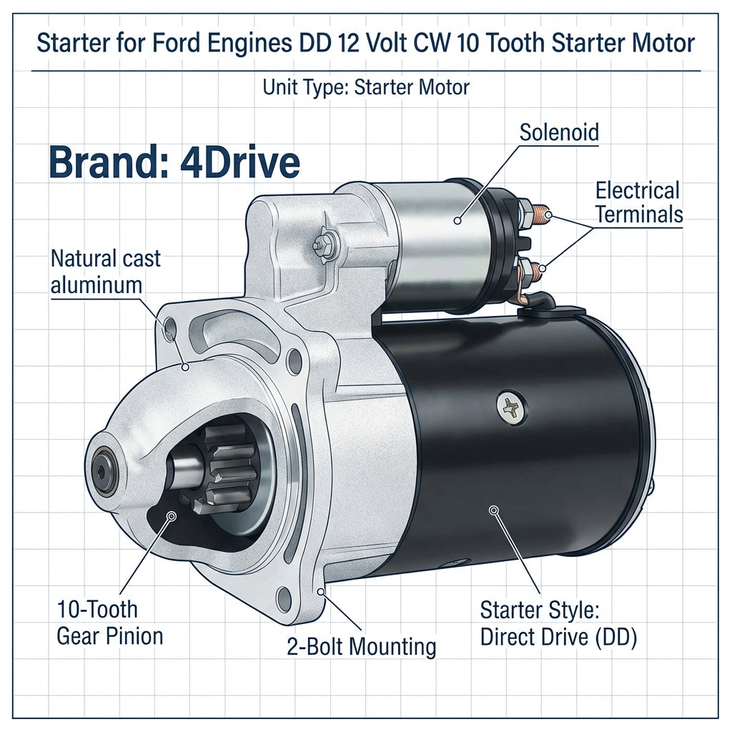 Starter Motor for Ford New Holland Tractor Diesel 2000 3000 4000 5000 7610 16608