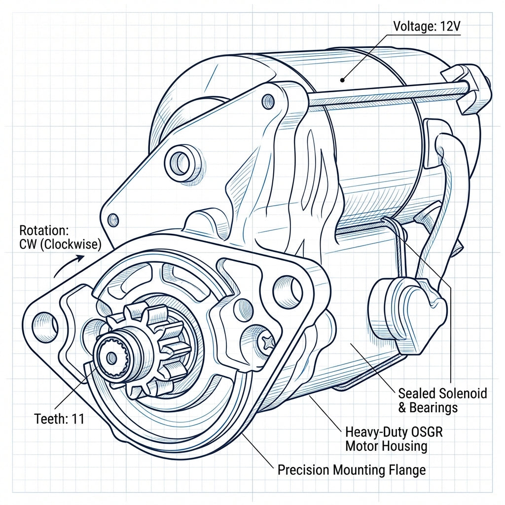 Starter For Ford, New Holland: OSGR; 12-Volt; – Starter Motor