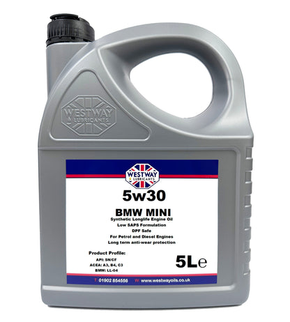 BMW Mini 5W30 Synthetic Engine Oil LL-04 - British Made - DPF Safe