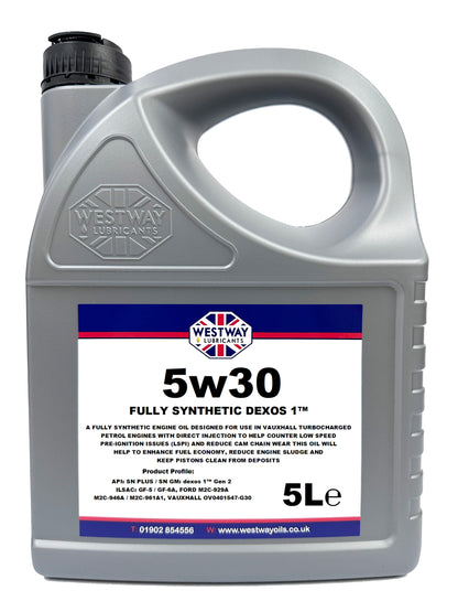 5W30 Dexos 1 Gen 2 Fully Synthetic Engine Oil for Vauxhall, Fiat, Peugeot, Citroen